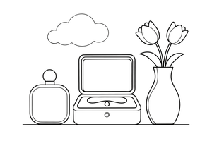 An open jewelry box with a necklace inside – Elegant Beauty & Accessories coloring page