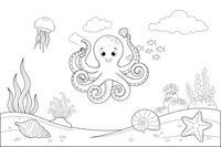 An octopus with eight curly arms – Colorful Sea Creature coloring page