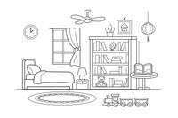 A bookshelf full of books – Around the House Object coloring page
