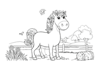 A pony with flowers woven into its mane – Ponies coloring page