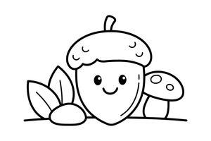 Big acorn with its little cap – Nature treasures coloring page
