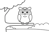 An owl perched on a tree branch – Owl coloring page