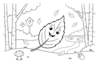 One big birch leaf with a jagged edge – Vibrant Leaves Tree coloring page