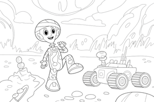 Martian and Rover – Martian Explorers coloring page