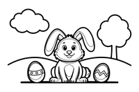 Bunny with big floppy ears – Easter Bunny and Eggs coloring page