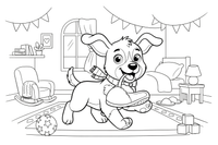 Puppy carrying a slipper – Cozy Puppy Dog coloring page
