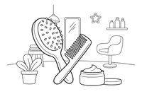 A round hairbrush and a comb together – Hair Salon coloring page