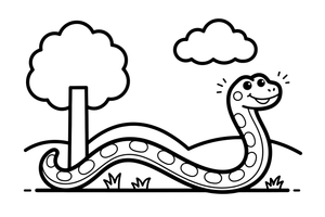 Grass Snake with Glowing Eyes – Enchanted Grass Snake coloring page