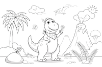 T-Rex next to a volcano – T-Rex Dino Moments coloring page
