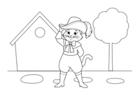 Puss in Boots tipping his hat with a bow – Puss in Boots Story coloring page