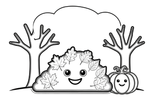 A big pile of colorful autumn leaves – Thanksgiving Autumn coloring page