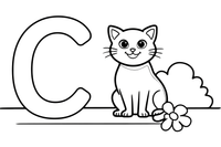 Letter C with a cute cat – Alphabet Alphabet coloring page