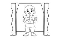 An actor holding a comedy-and-tragedy mask – Creative Artist Performer coloring page