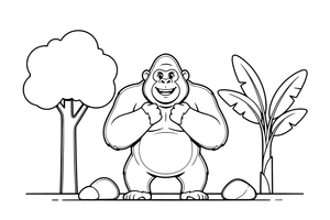 A gorilla beating its chest – Gorilla coloring page