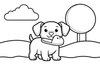 Puppy carrying a slipper – Cozy Puppy Dog coloring page