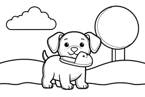 Puppy carrying a slipper – Cozy Puppy Dog coloring page