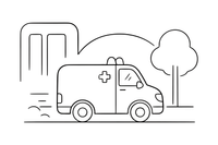 An ambulance driving fast with its lights on – Emergency Emergency Vehicles coloring page