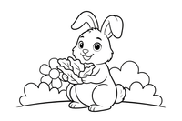 A rabbit eating a leaf of lettuce – Rabbit coloring page
