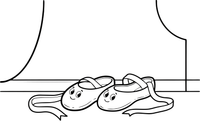 A pair of ballet shoes with ribbons – Graceful Ballerina coloring page