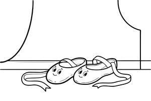 A pair of ballet shoes with ribbons – Graceful Ballerina coloring page
