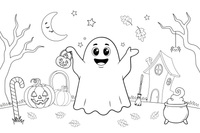 Halloween ghostly apparition – Halloween Autumn Creatures coloring page
