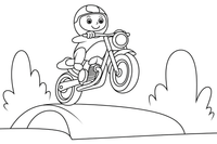 Motorcycle jumping over a ramp – Motorcycle Sport Stunts coloring page