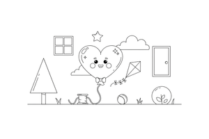 A heart that becomes a balloon – Classic Shape Shapes coloring page