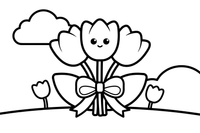 Marigold a bunch of tulips tied with a ribbon – Marigold Flower Garden coloring page