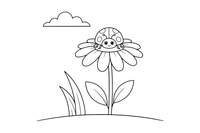 A ladybug resting on a daisy – Ladybug coloring page