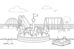A merry-go-round – Playground coloring page