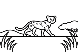 A cheetah walking across the savanna – Cheetah Wild Cat coloring page