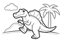 Spinosaurus stomping its feet – Spinosaurus Dinosaur in Nature coloring page