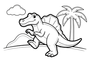 Spinosaurus stomping its feet – Spinosaurus Dinosaur in Nature coloring page