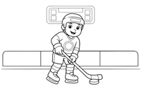 A hockey player skating with the puck – Dynamic Hockey Scenes coloring page