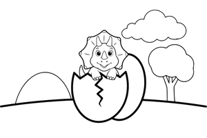 Triceratops a baby dino hatching from an egg – Triceratops Dinosaur Scenes coloring page