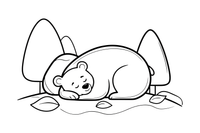 A bear curled up for a nap – Bear Adventures coloring page