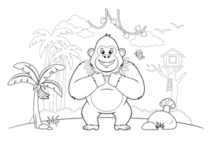 A gorilla beating its chest – Gorilla coloring page