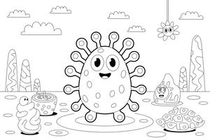 A blobby alien with lots of little arms – Friendly Alien coloring page