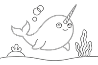 A narwhal with its long spiral tusk – Majestic Ocean Giants coloring page