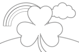 One big three-leaf shamrock, close up, filling the page – St. Patrick's Day coloring page
