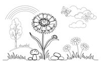 One big cornflower with frilly petals, close up – Lithuanian Nature Plants coloring page