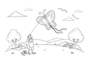 A butterfly-shaped kite – Kite coloring page