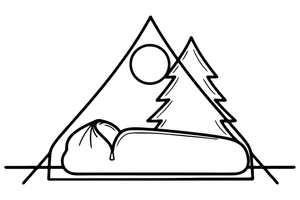 A sleeping bag laid out inside a tent – Essential Camping Gear coloring page