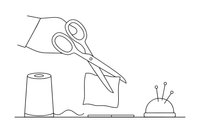 A pair of scissors cutting a piece of fabric – Sewing & crafts Object coloring page