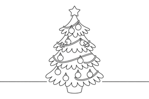 Christmas Tree topped with a star – Christmas Winter Decorations coloring page