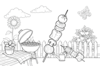 Vegetables on a stick (veggie skewers) ready to grill – Vegetables Coloring Pages Fresh Set coloring page
