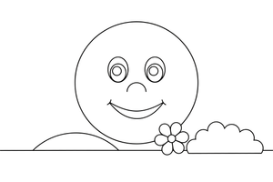 A big round friendly face with two eyes, a nose and a smiling mouth – Body Parts Exploration coloring page