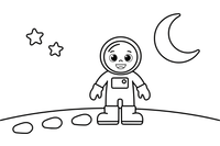 An astronaut leaving footprints on the moon – Astronaut coloring page
