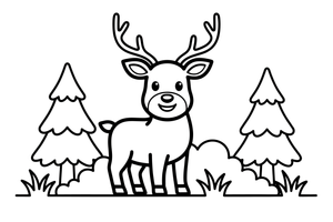 A smiling deer with big antlers – Playful Deer in Wild coloring page