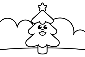 Christmas Tree topped with a star – Christmas Winter Decorations coloring page